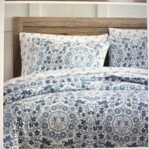 Stone Cottage Caldecott Duvet Cover + Shams King size Blue/White Sateen cotton